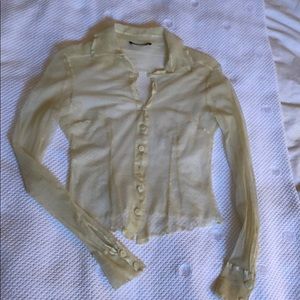 Vintage Plein Sud sheer cream blouse